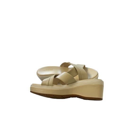 Cole Haan Briella Grand OS Cream Leather Wedge Sandals Size 8 - Picture 4 of 8